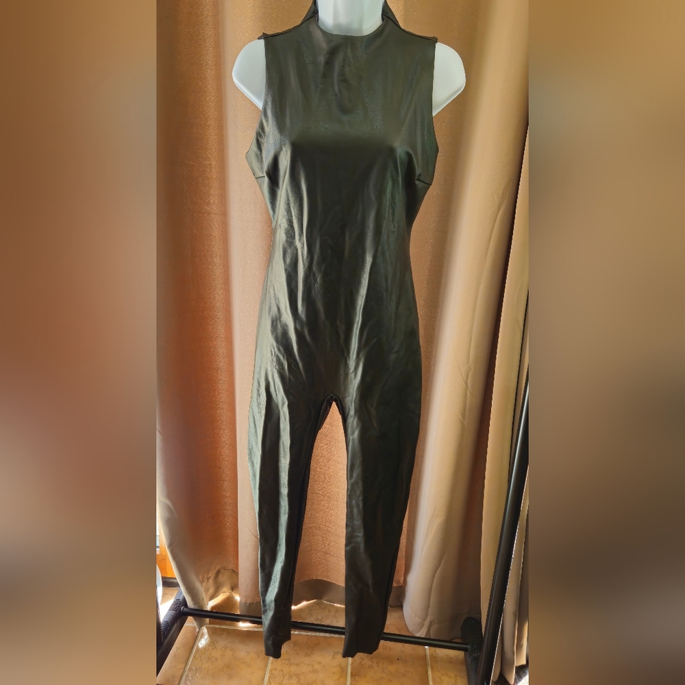 SKIMS Faux Leather Sleeveless Jumpsuit - Black
